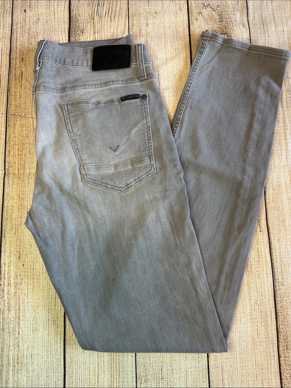Hudson Blake Slim Straight Gray Cermack Wash Jeans Men’s 32 x 34 Stretch Denim